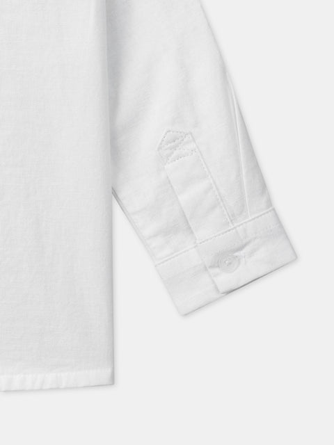 Off White Cotton Linen Mix Shirt