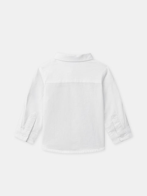 Off White Cotton Linen Mix Shirt