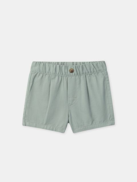 Green Cotton Canvas Shorts