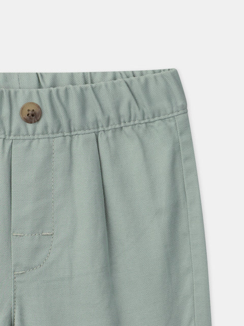 Green Cotton Canvas Shorts