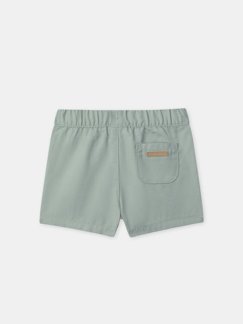 Green Cotton Canvas Shorts