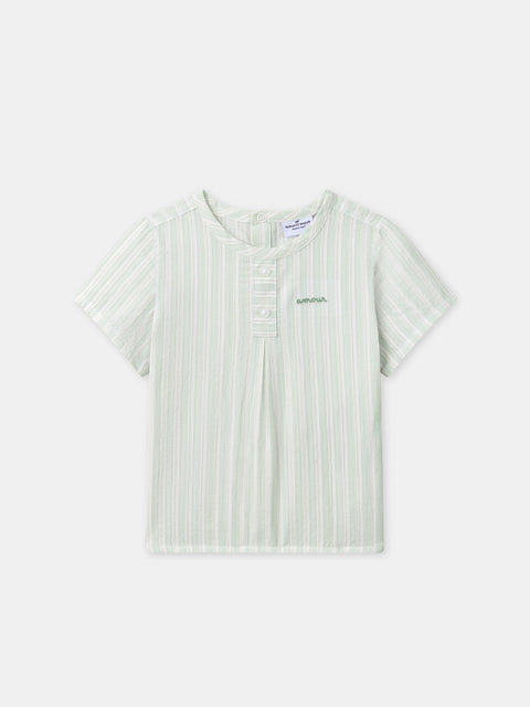 Sage Green Stripe Cotton Shirt
