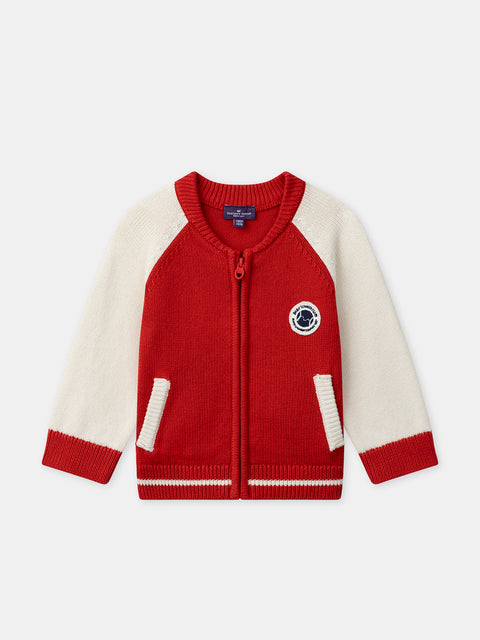 Red & Cream Cotton Cardigan