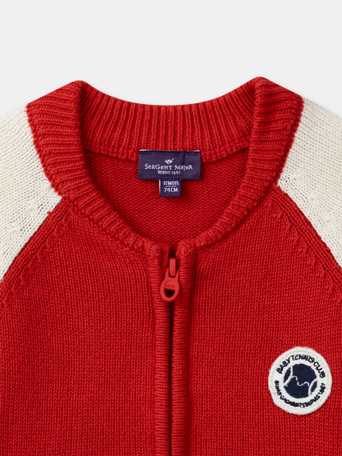 Red & Cream Cotton Cardigan