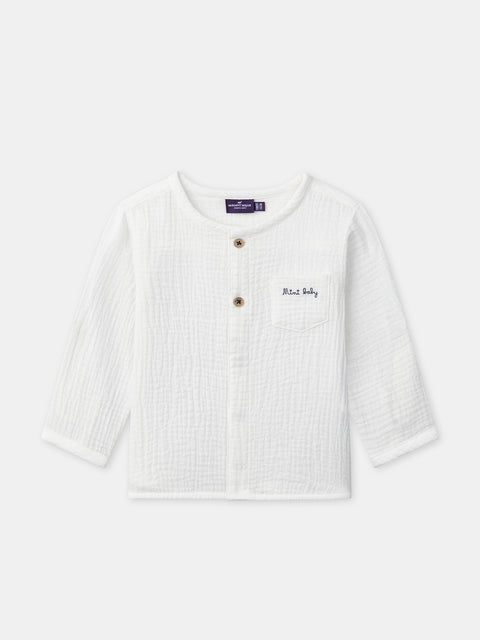 Round Neck Cotton Gauze Shirt