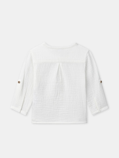 Round Neck Cotton Gauze Shirt