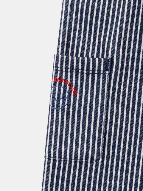 Navy Stripe Cotton Mix Cargo Trousers