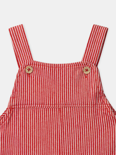 Red Stripe Cotton Dungarees
