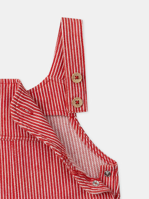 Red Stripe Cotton Dungarees