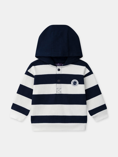 Navy Stripe Cotton Hoodie