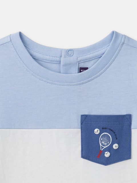 Blue & Cream Cotton T-shirt