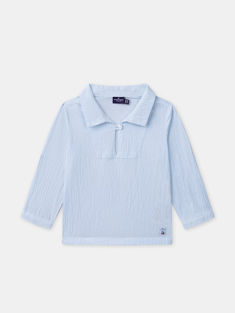 Blue Seersucker Cotton Shirt