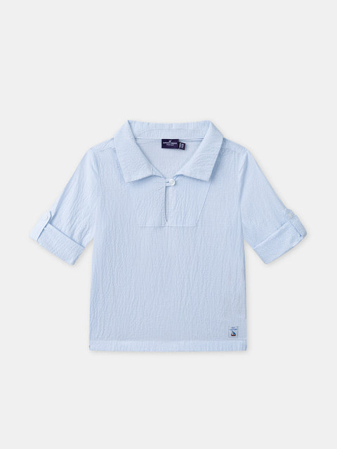Blue Seersucker Cotton Shirt