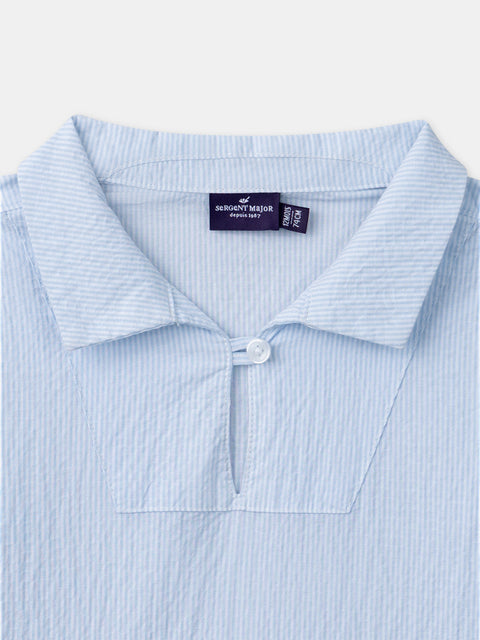 Blue Seersucker Cotton Shirt