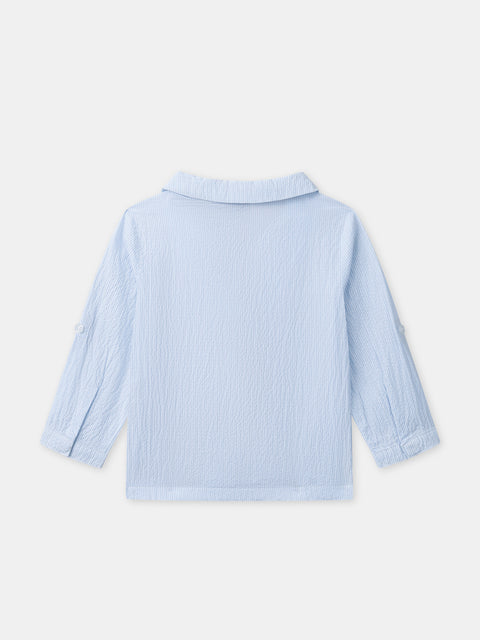 Blue Seersucker Cotton Shirt
