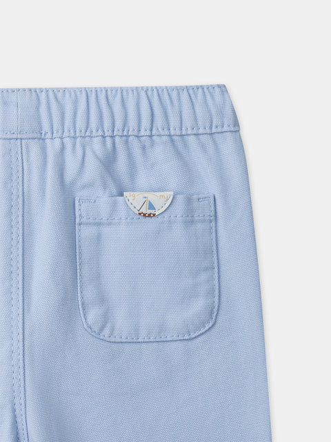 Blue Cotton Canvas Trousers