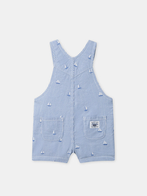 Blue Stripe Short Cotton Dungarees