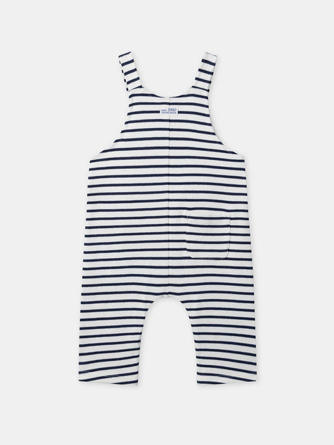 Navy & White Stripe Cotton Dungarees
