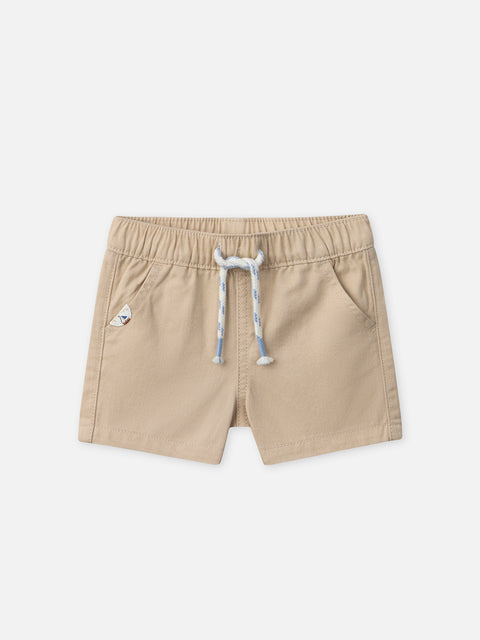 Biege Cotton Twill Shorts