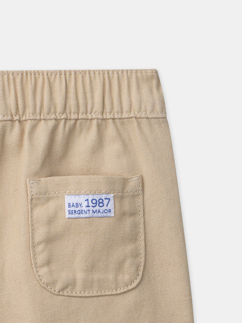 Biege Cotton Twill Shorts