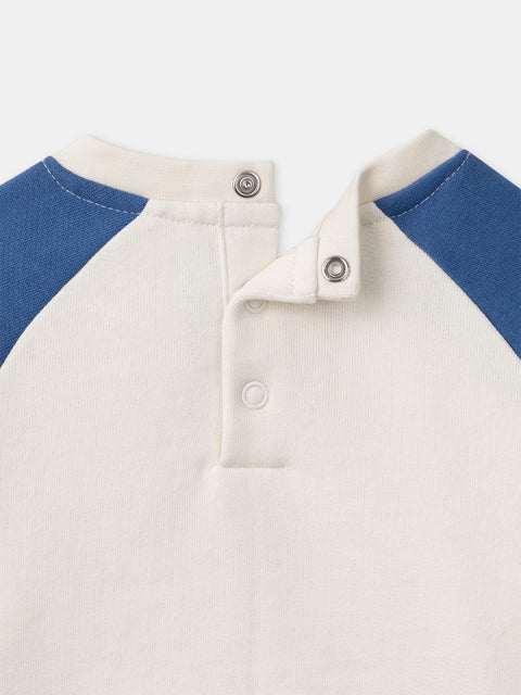 Blue & Off White Cotton Sweatshirt