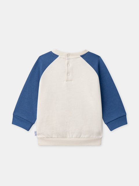 Blue & Off White Cotton Sweatshirt