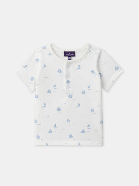 Cotton T-shirt With Boat Print
