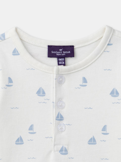 Cotton T-shirt With Boat Print