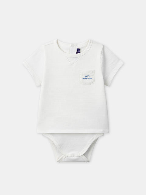 Off White Cotton T-shirt Bodysuit Combo