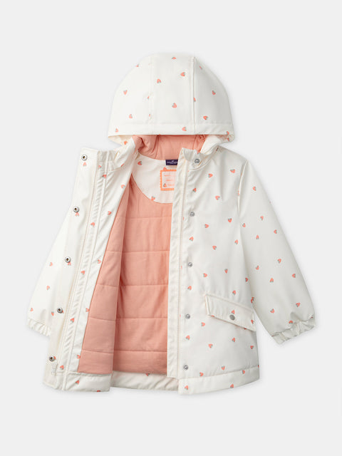 Cream Strawberry Print Raincoat
