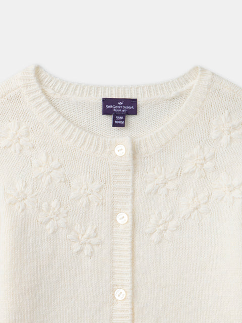 Cream Floral Embroidered Cardigan