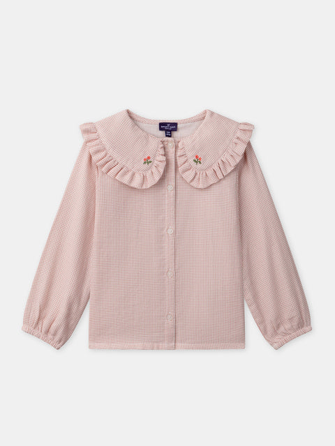 Pink Checked Cotton Blouse