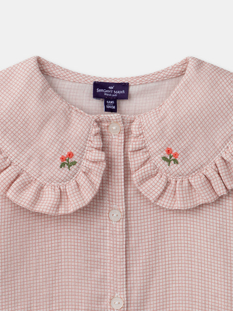 Pink Checked Cotton Blouse