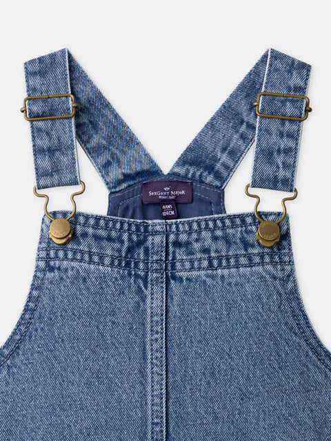 Embroidered Lined Denim Dungaree Dress