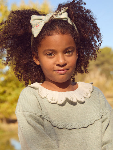 Green Jumper With Ruffle & Stitch Detail