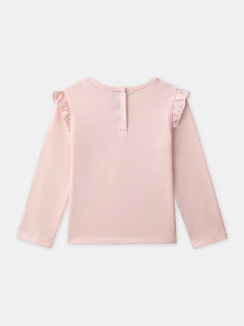 Pink Embroidered Cotton T-shirt