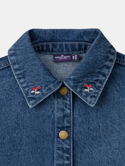 Embroidered Blue Denim Jacket