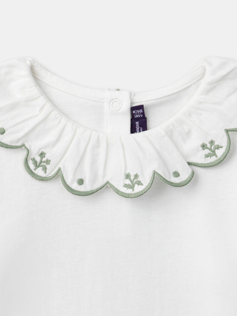 Cream Cotton Blouse With Scalloped Collar