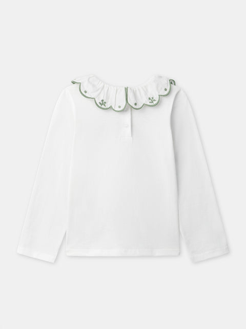 Cream Cotton Blouse With Scalloped Collar