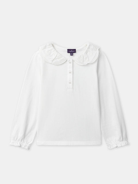 Cream Peter Pan Collar Cotton Blouse