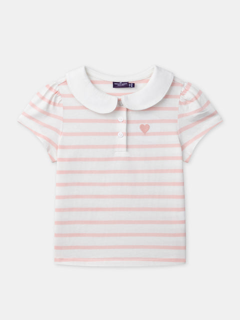 Pink Stripe Collared Cotton t-shirt