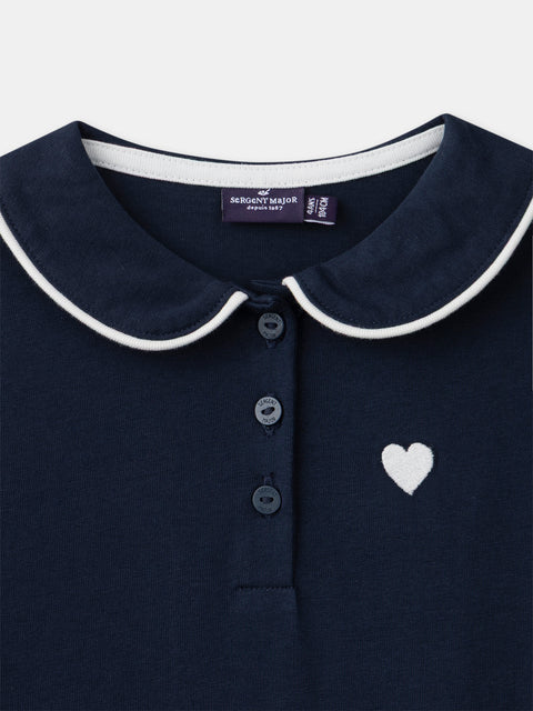 Navy Collared Cotton T-shirt