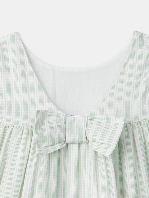 Lined Green Stripe Cotton Dress