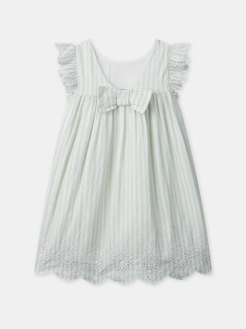 Lined Green Stripe Cotton Dress