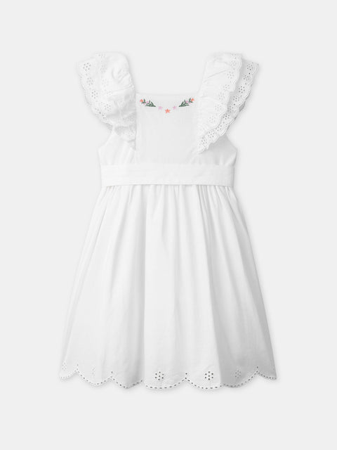 White Embroidered Cotton Dress