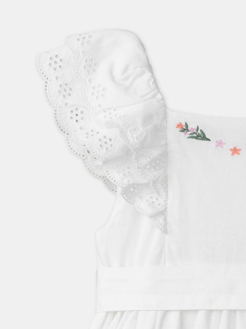 White Embroidered Cotton Dress