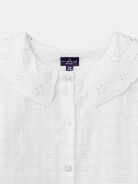 Cream Broderie Anglaise Collar Cotton Blouse