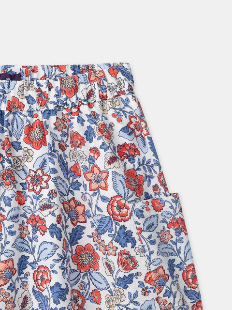 Lined Floral Print Cotton Rich Skirt