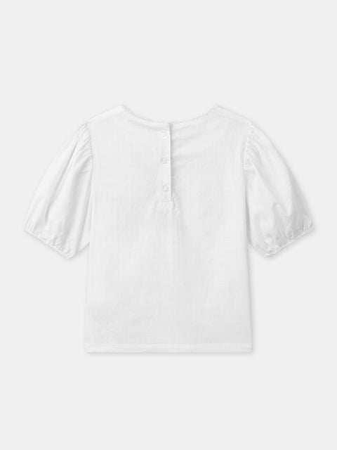 Cream Puff Sleeve Cotton T-shirt
