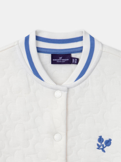 Cream Quilted Cotton Rich Baseball Jacket